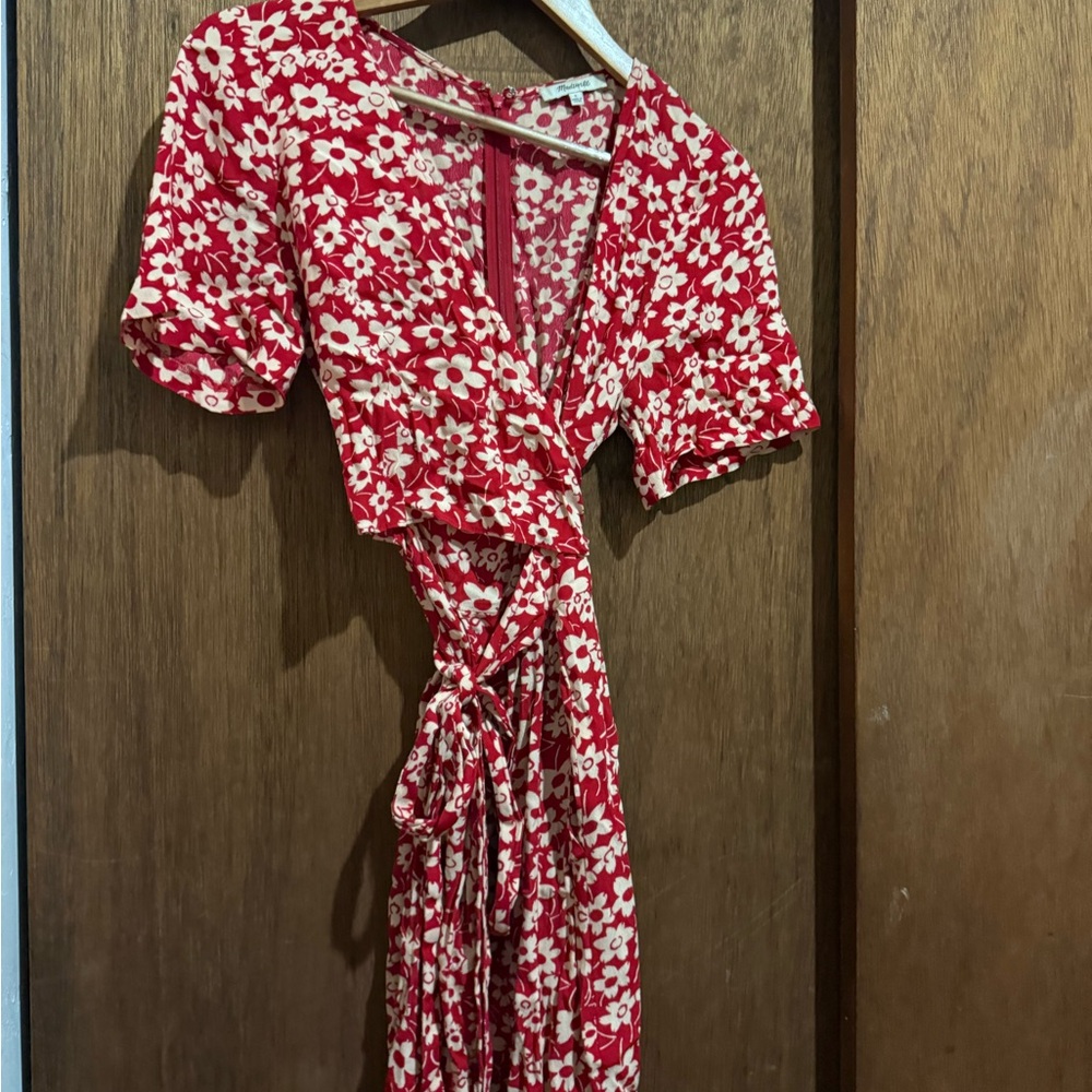 Madewell Floral Red Wrap romper